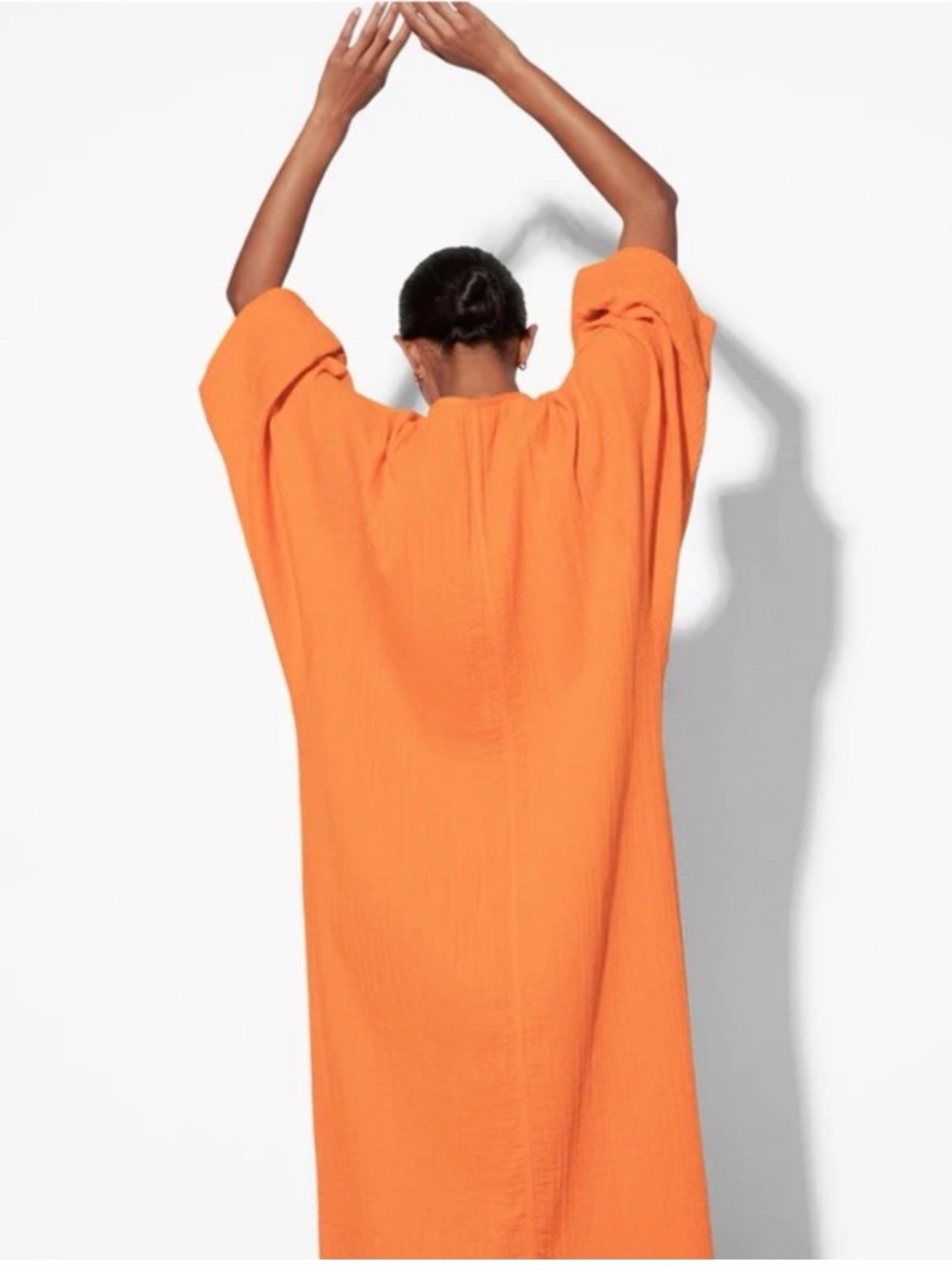 Mara Hoffman Phoebe Crinkled Cotton Gauze Maxi Dress Orange XS‎ - Picture 2 of 13